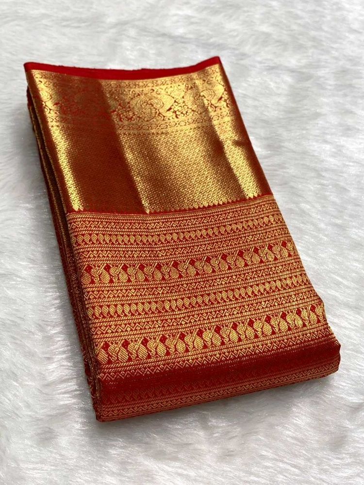 Elegant Red &amp; Gold Silk Saree
