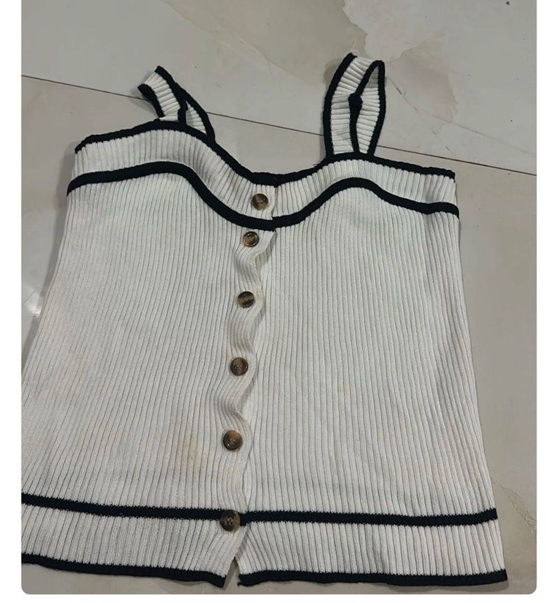 Ribbed Button-Up Tank Top