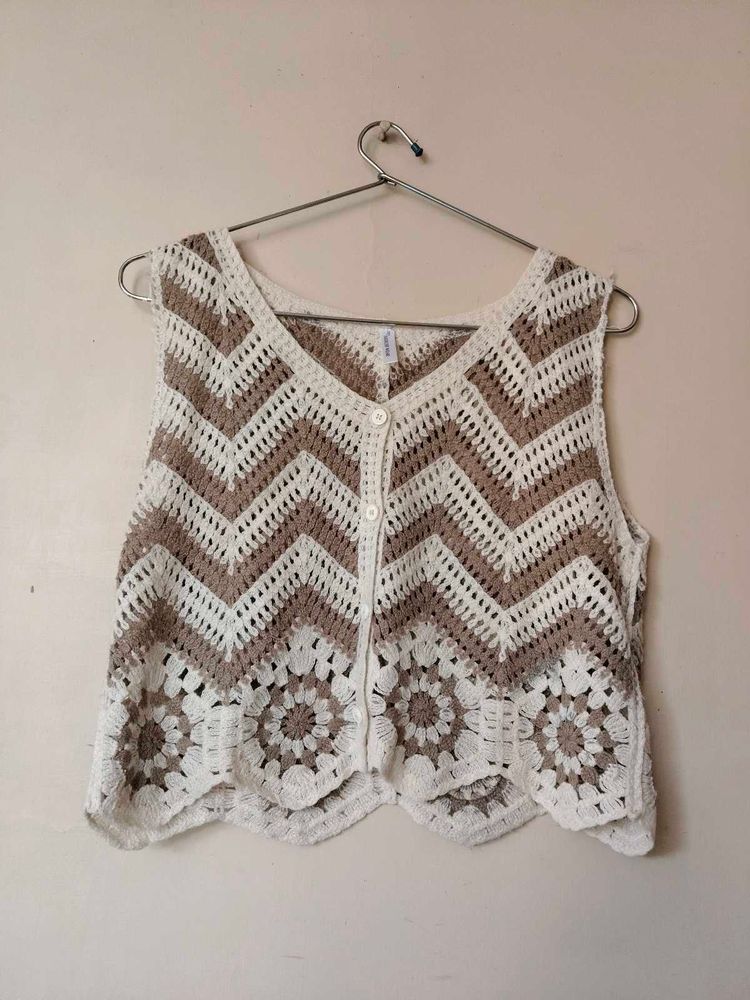 Boho Crochet Knit Sleeveless Vest