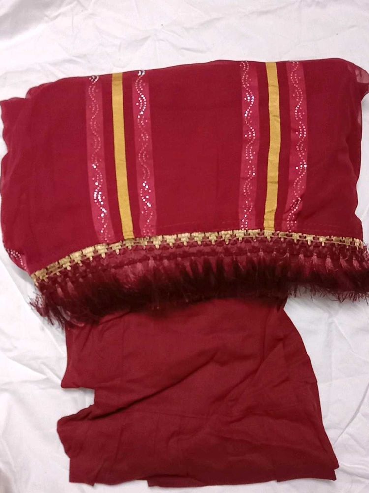 Maroon Ethnic Saaree with Free Petti coat