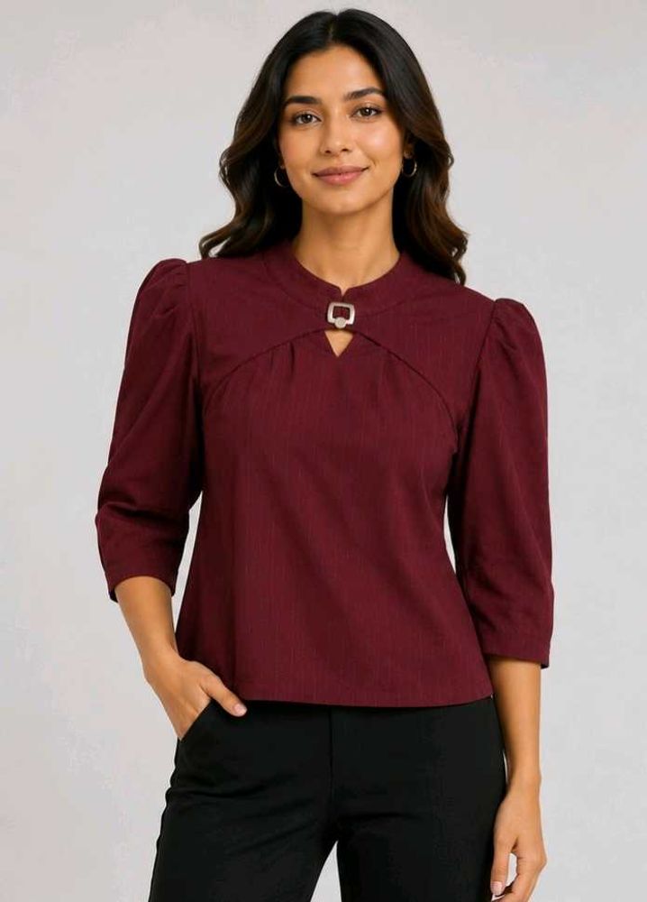 Burgundy Puff Sleeve Top