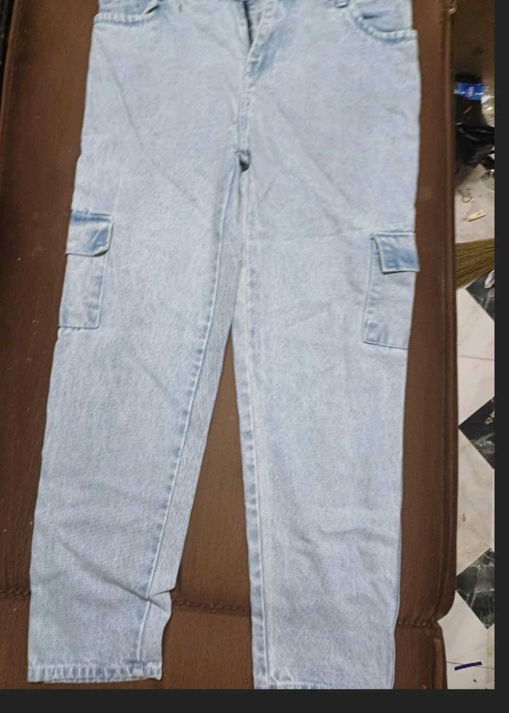 Light Wash Cargo Jeans
