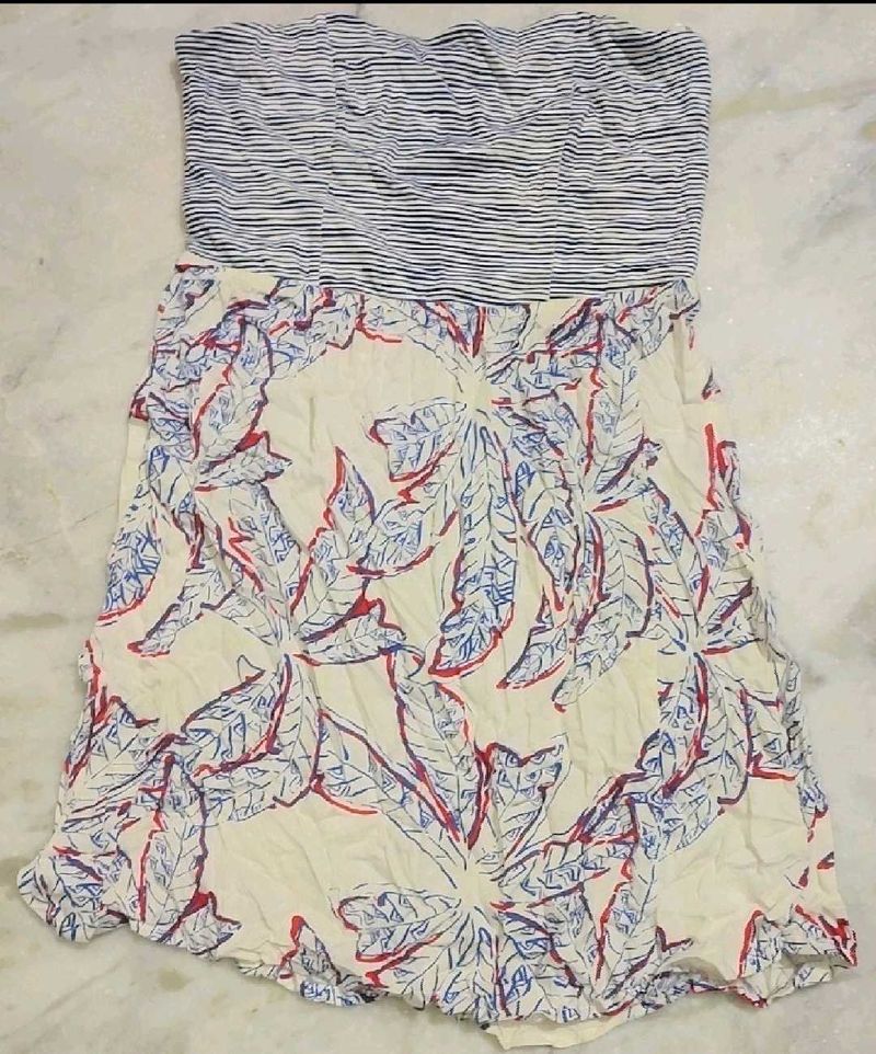 Blue Lining &amp; Floral Print Dress 8- 9 Year Girl
