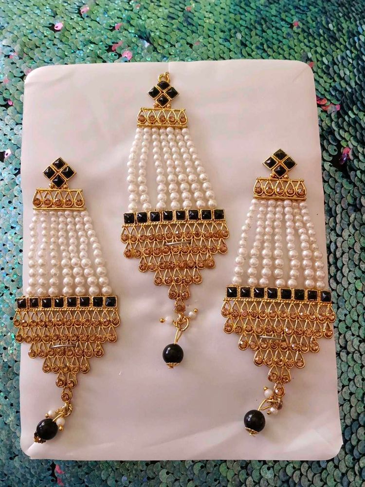 Elegant Pearl &amp; Stone Jewelry Set