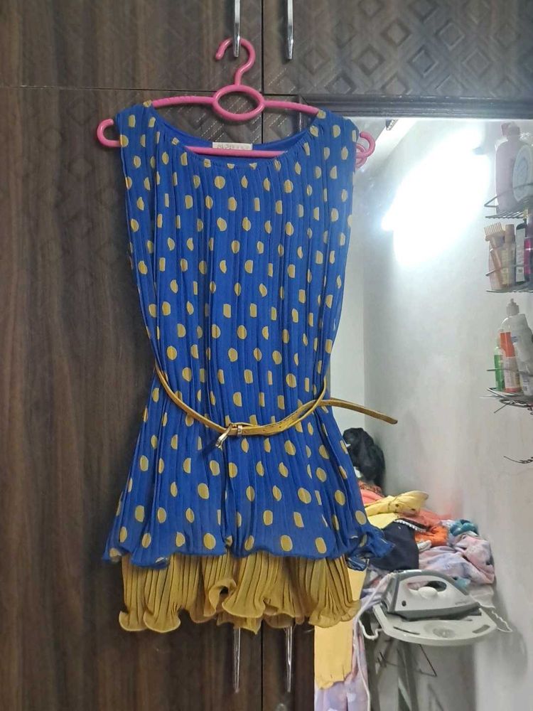 NEW Polka Dotted pleated Peplum Top