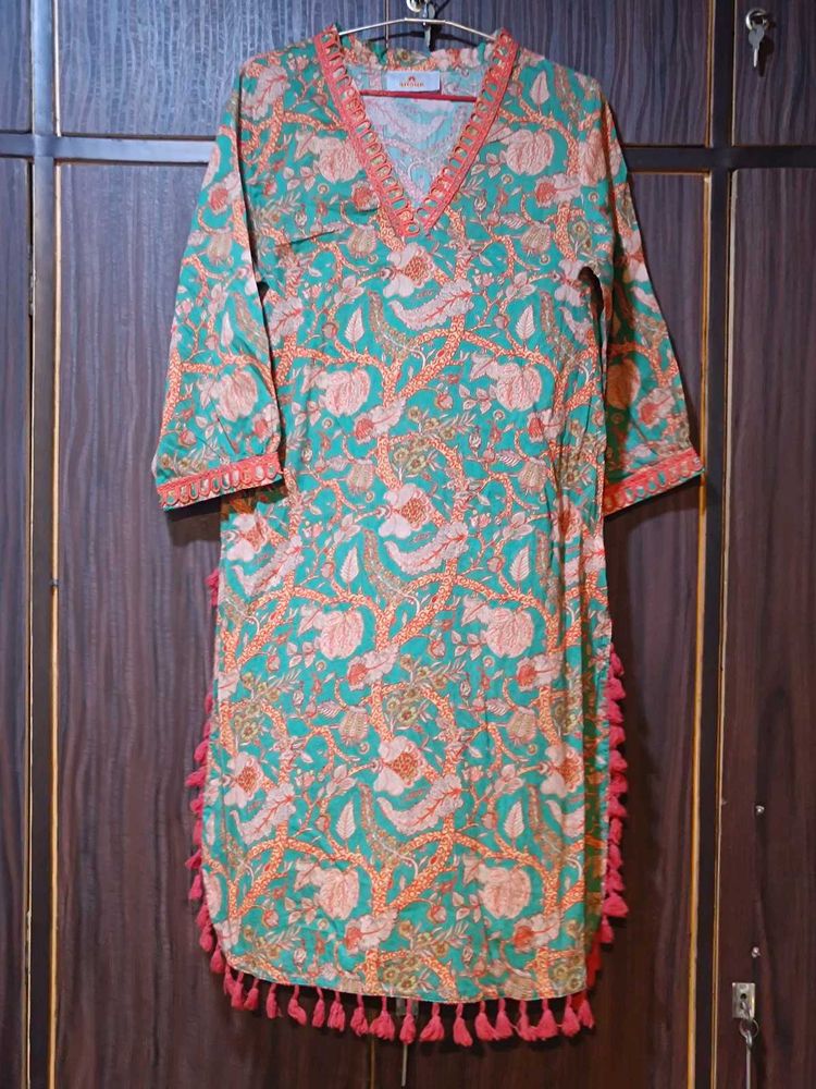 Anouk Women Floral Tassel Kurta with Palazzos