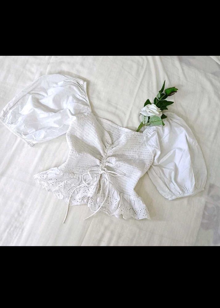 Chic White Puff Sleeve Top