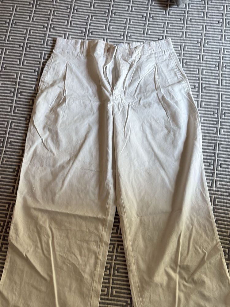 Cream Wide Leg Trousers