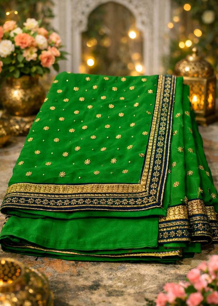 Green Navyblue Beautiful Geogergette Saree