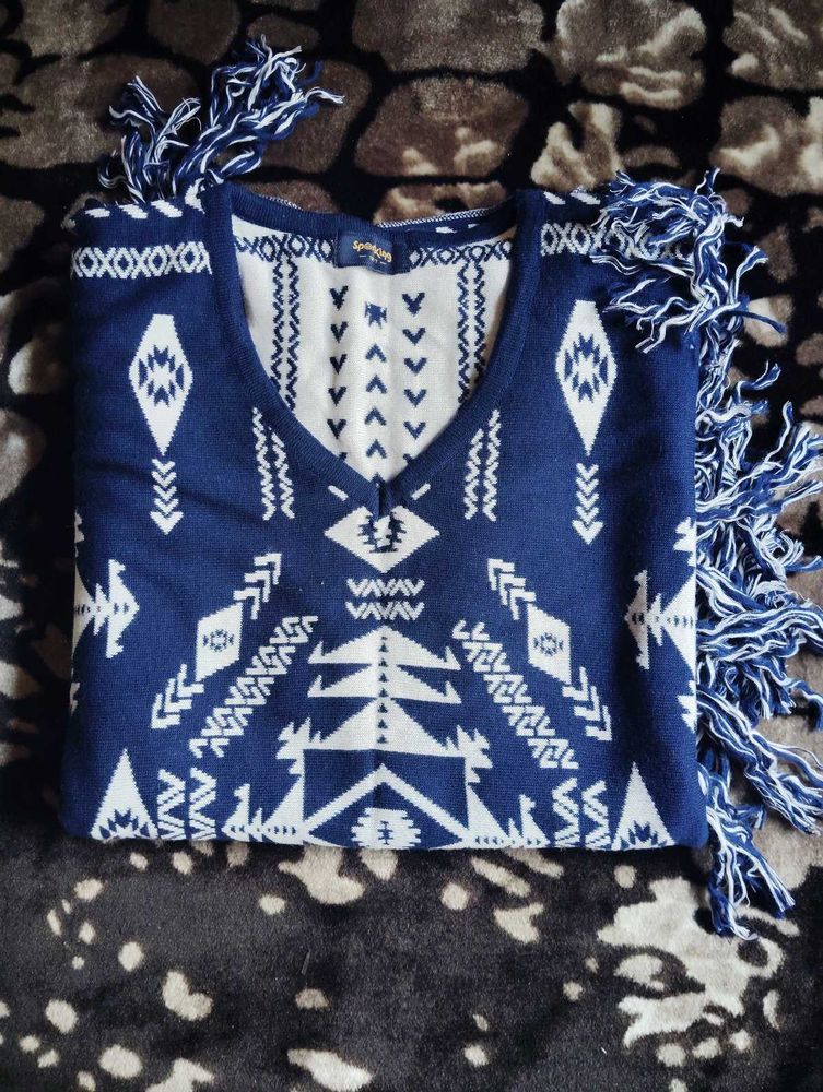 Divided Sweater Poncho Womens