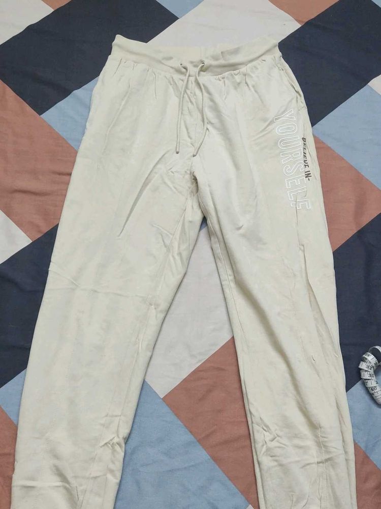 Cream Jogger Pants with "Believe In Yourself" Prin