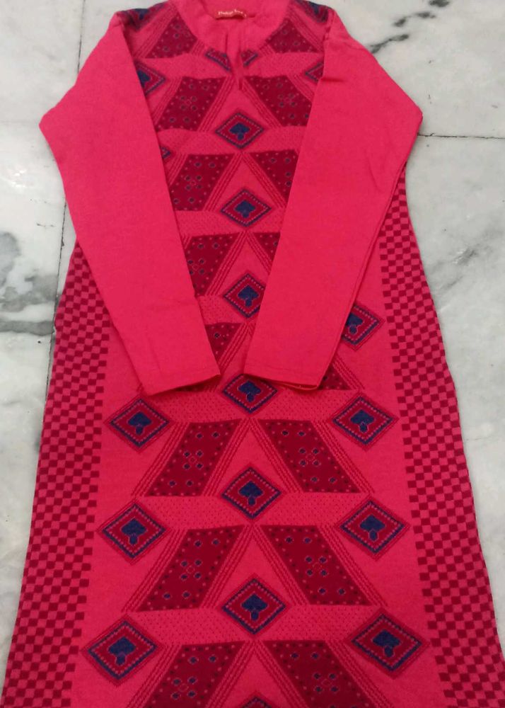 New Unused woolen❤ Pink Printed Kurta