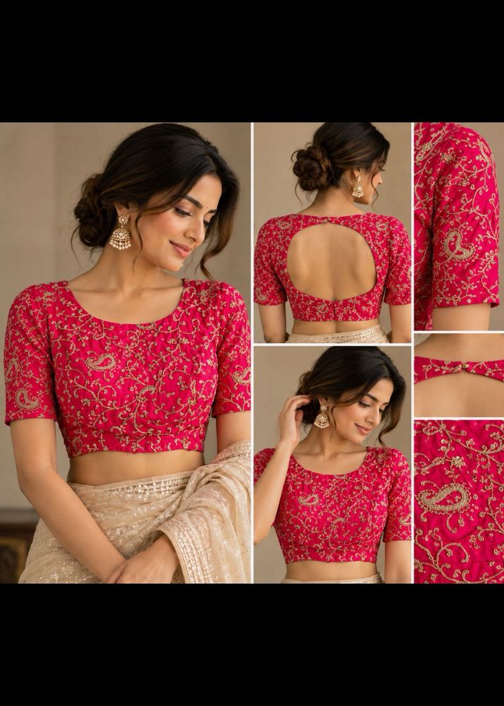 Brand new Embroidered Pink &amp; gold Blouse