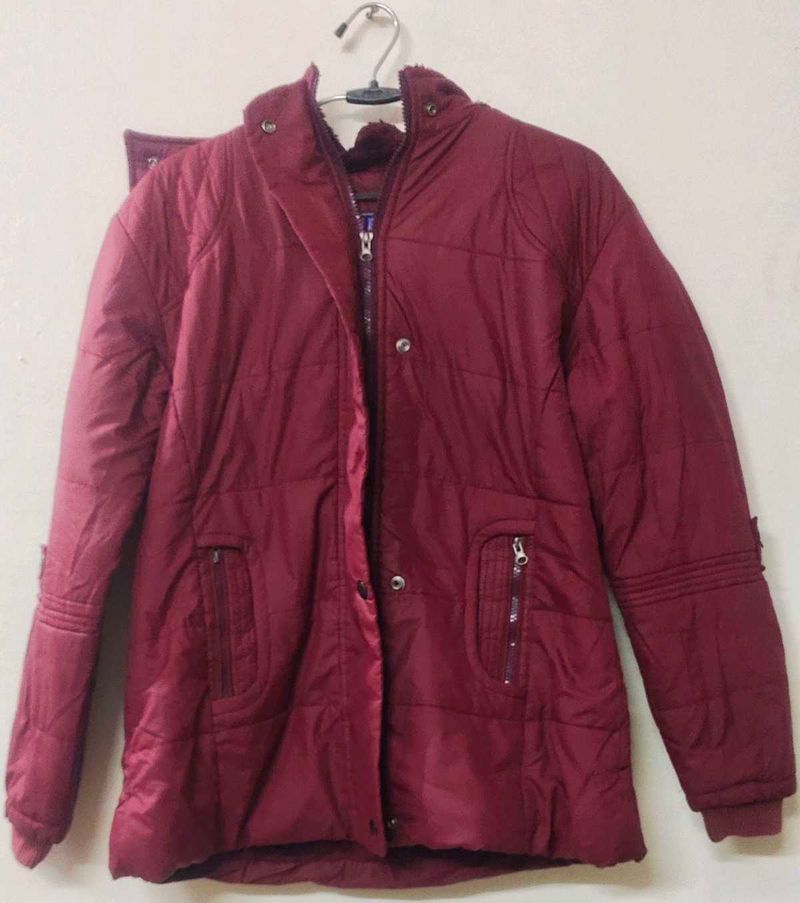 Maroon Quilted Winter Jacket