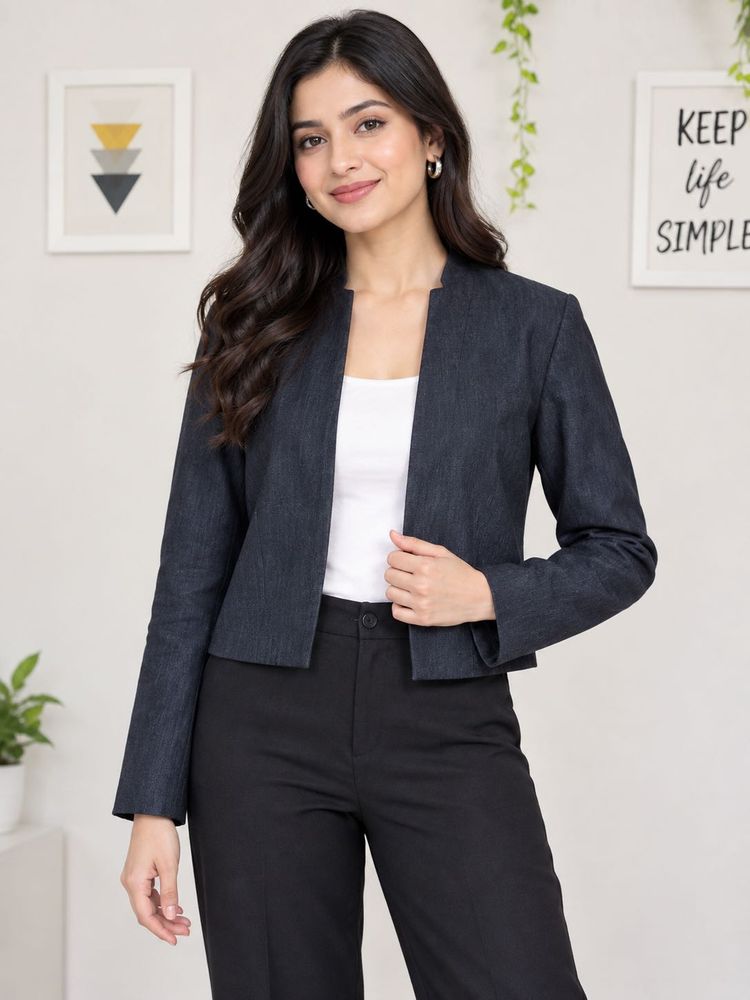 Calvin Klein Women's Dark Grey Cropped Blazer
