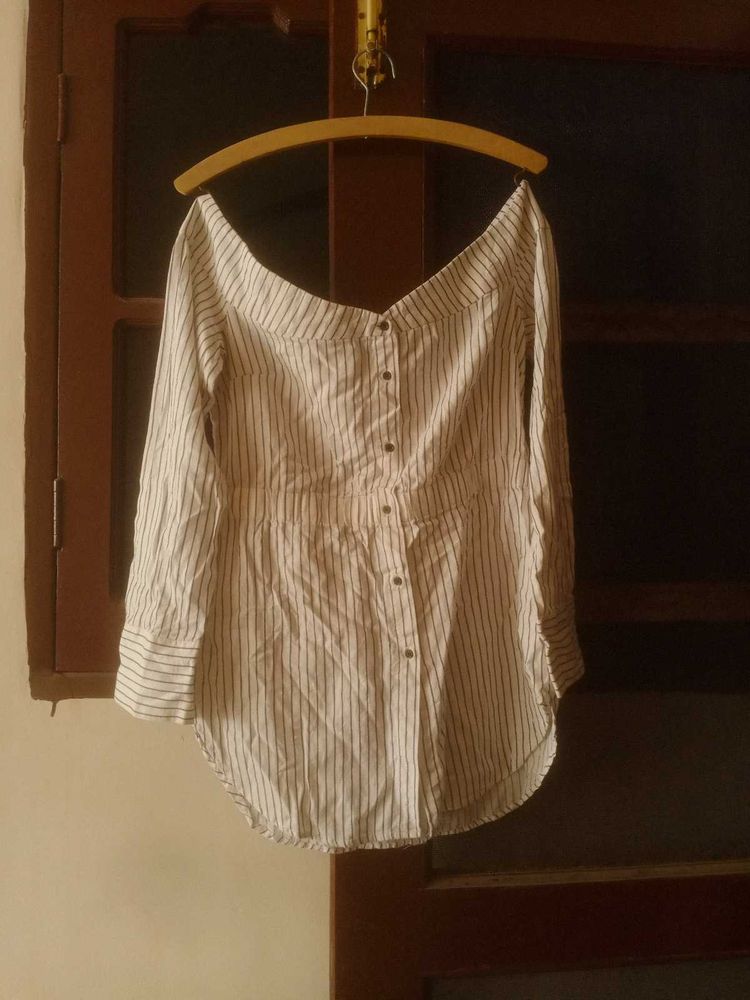 Striped Off-Shoulder Shirt