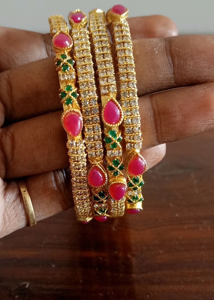 Price Drop          Stone Bangles Set Of 4