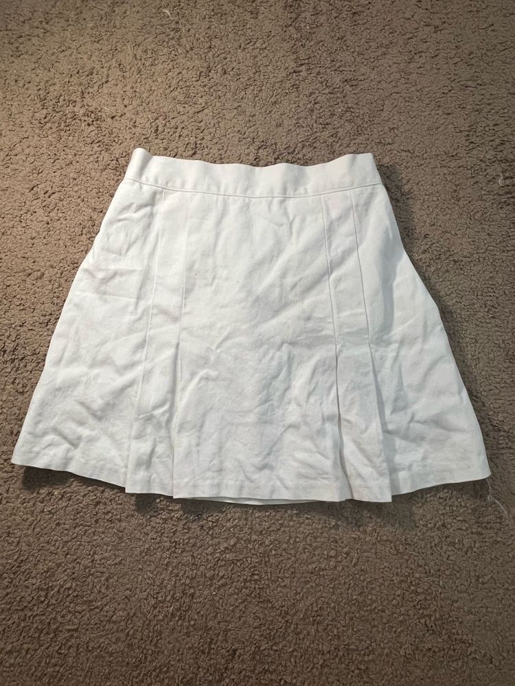 White Pleated Mini Skirt