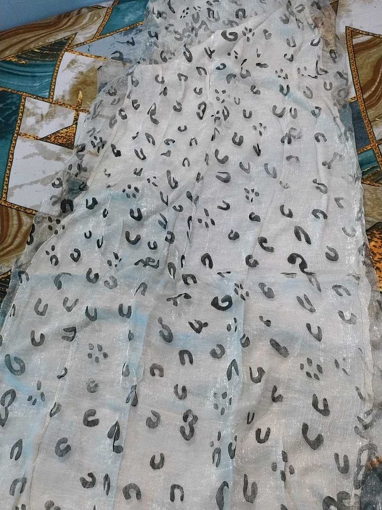 Sheer Leopard Print Dupatta double layer