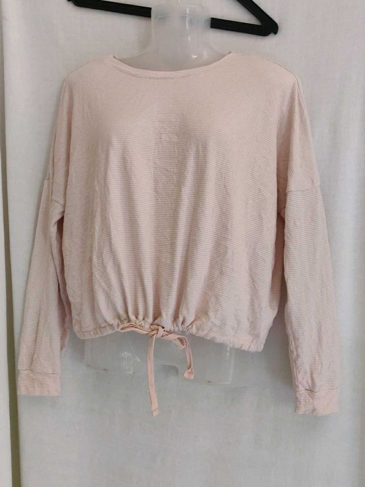Cute Pink Striped Long Sleeve Top