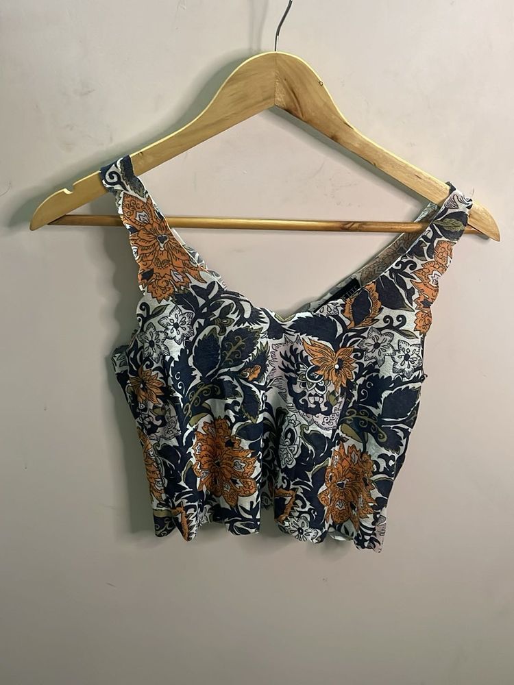 Boho Floral Print Crop Top