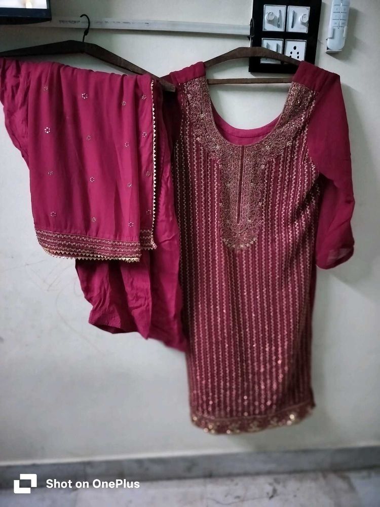 Rani Colour Embroidered Salwar Kameez Set