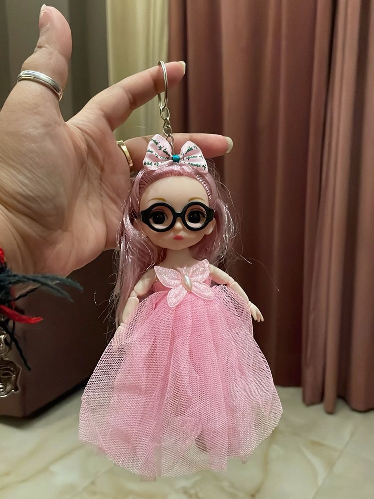Cute Pink Doll Keychain