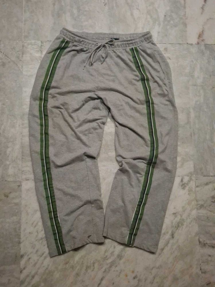 grey baggy nobero sweats with green lining