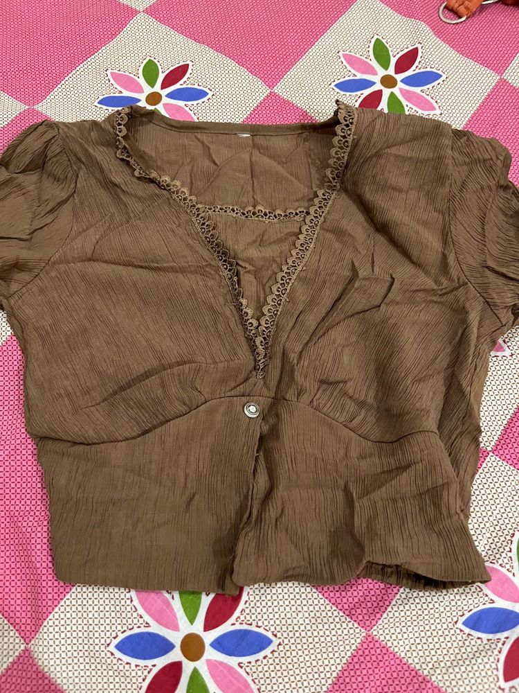 Stylish Brown Textured Top