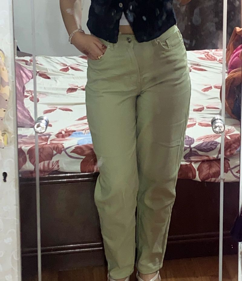 H&amp;M Mint Green Mom Jeans High Waist