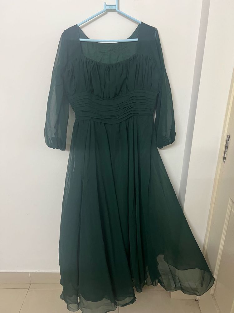 Green Color Long Maxi Dress