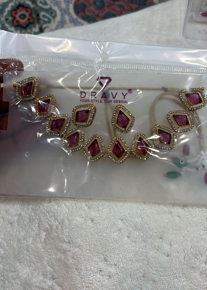 2 set necklaceElegant Red Stone Necklace &amp; Earring