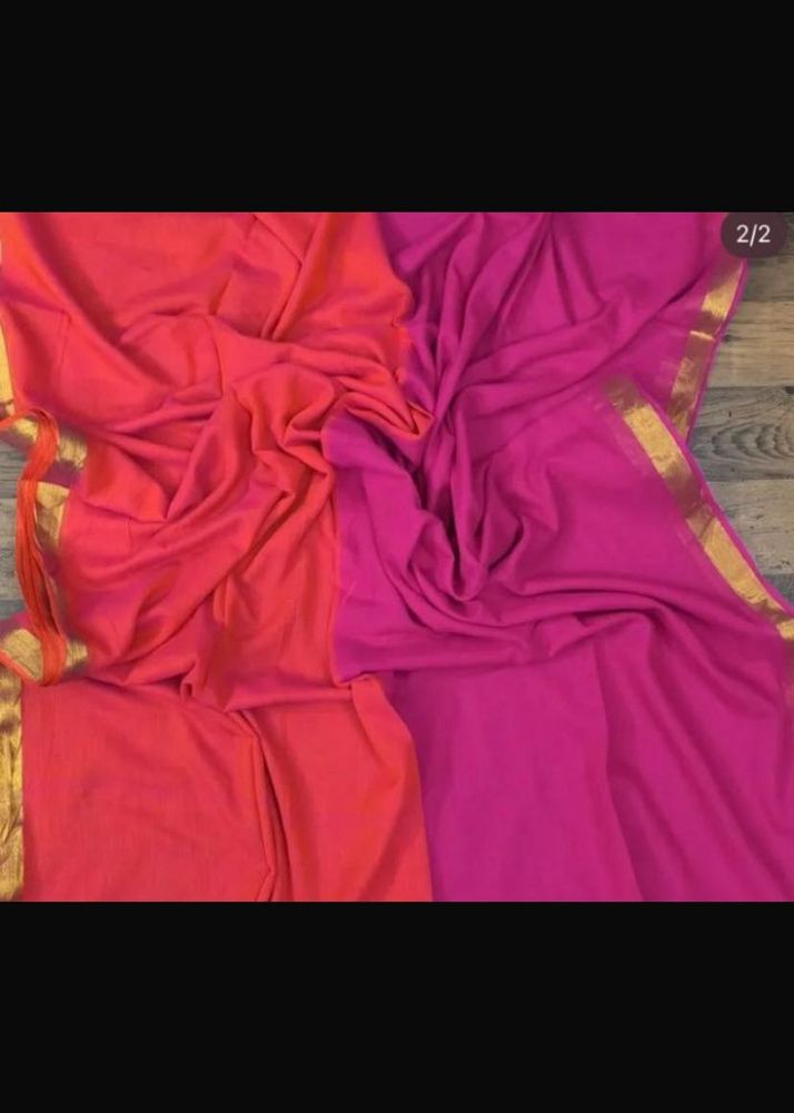 Dual Tone Silk Saree with Golden Border