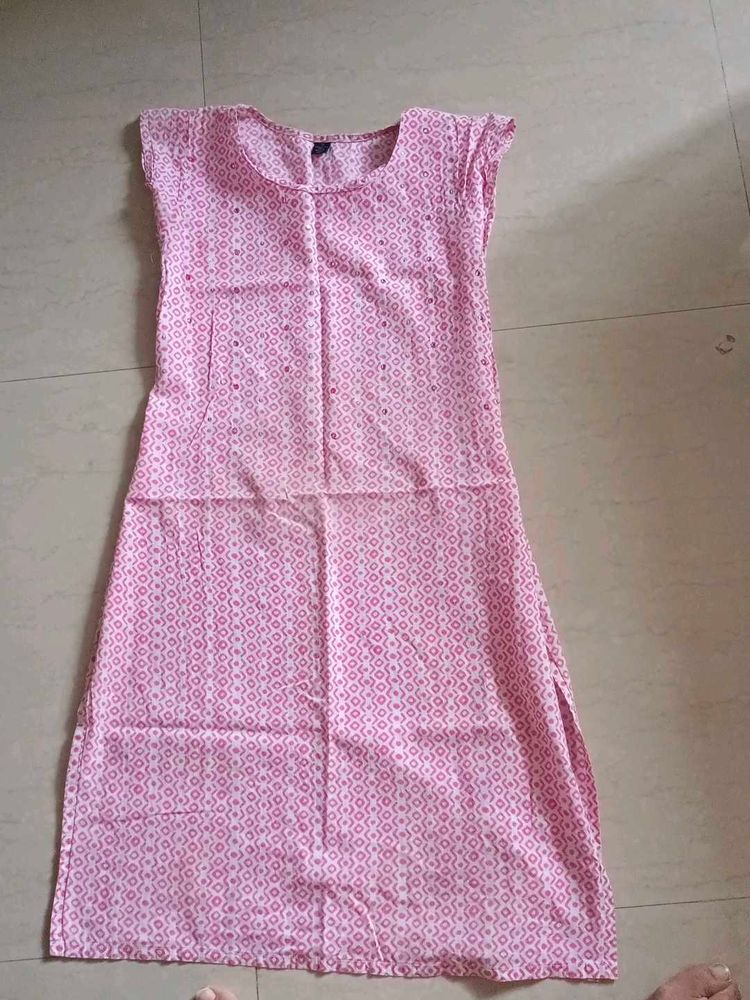 Pink Printed Kurta