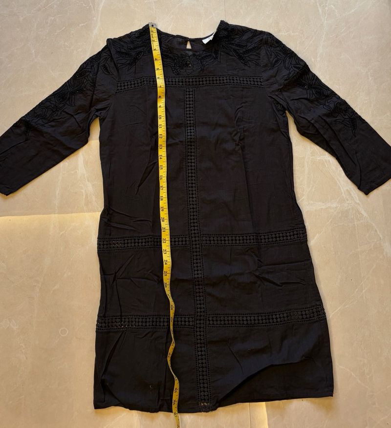 Chic Black Embroidered Dress
