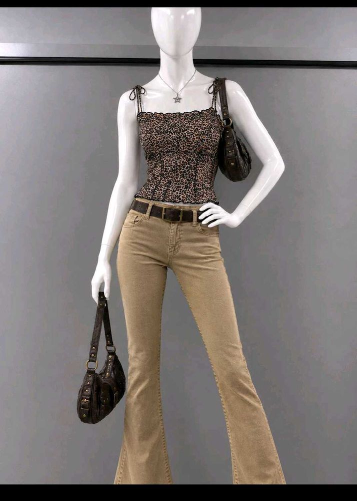 Leopard Print Smocked Camisole Top