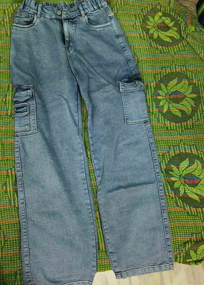 Light Wash Cargo Jeans