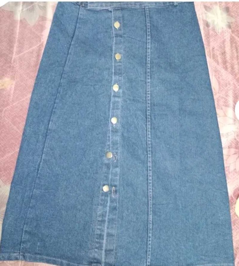 Classic Blue Denim A-Line Skirt