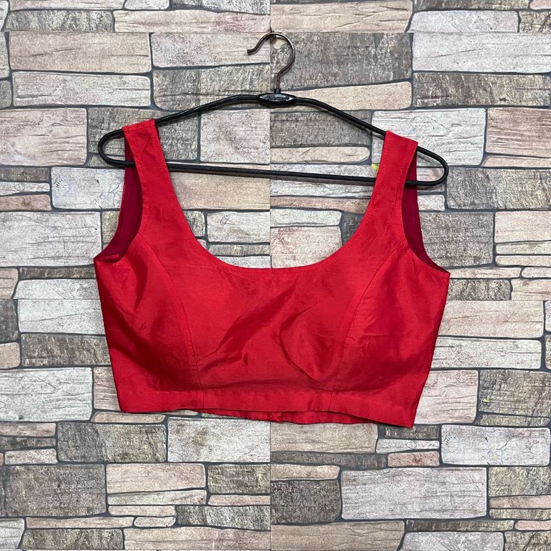 Vibrant Red Sleeveless Blouse