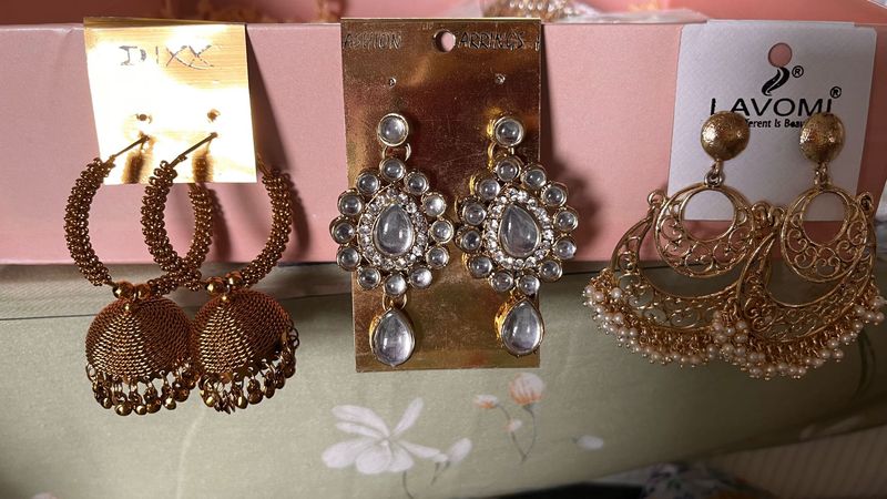 Elegant Jhumka &amp; Chandbali Earrings Set