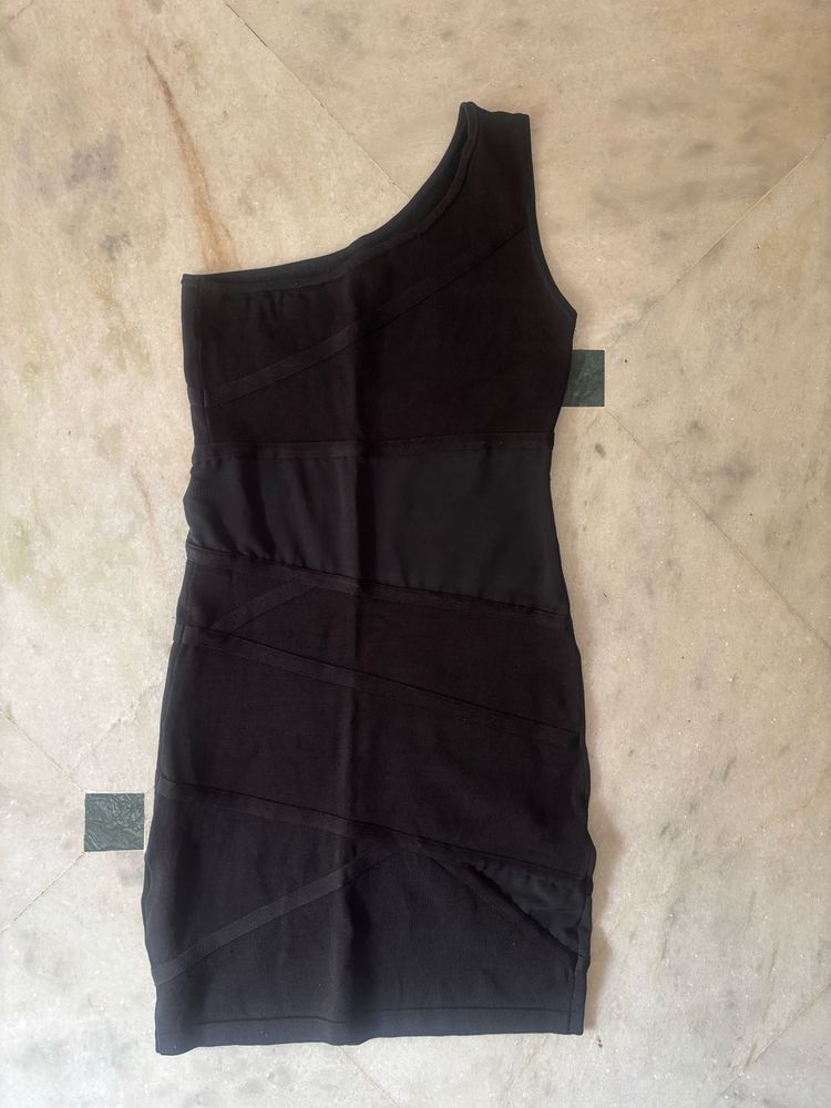 bebe Chic Black One-Shoulder Dress