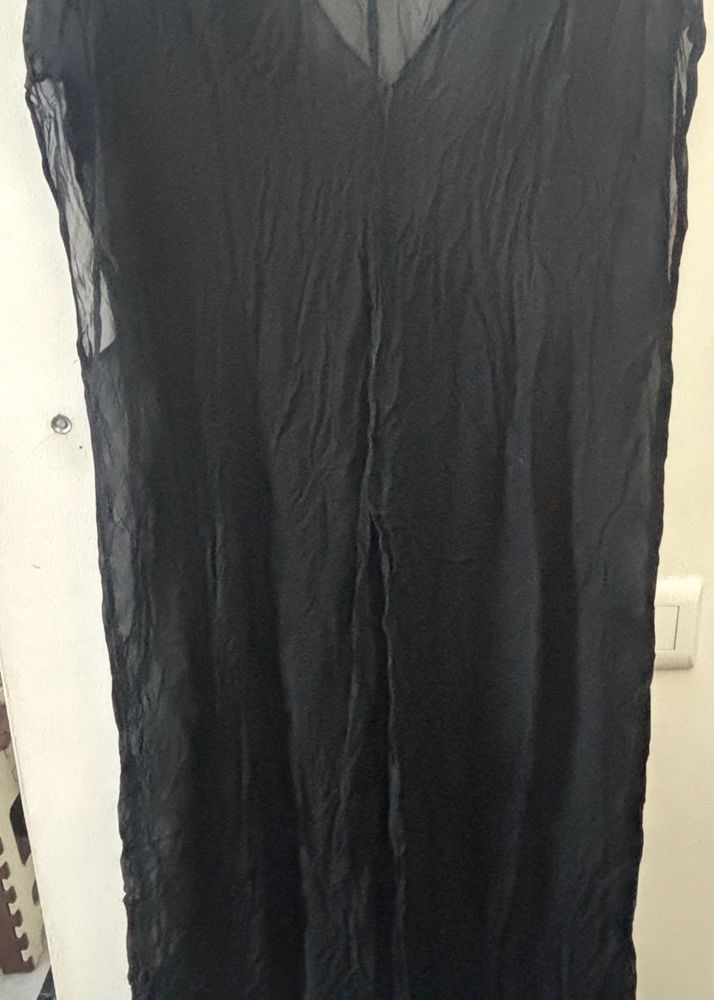 ZARA Sheer Elegant Black Maxi overlay