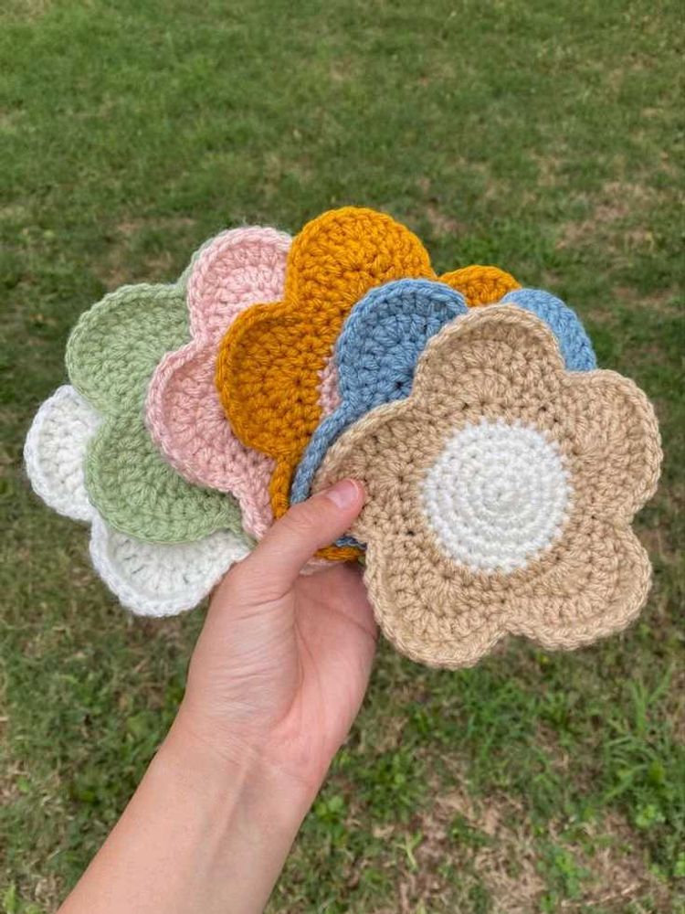 Crochet Flower Coasters (set of 6)