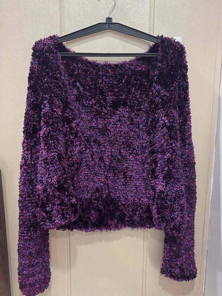 Purple Fuzzy Knit Sweater