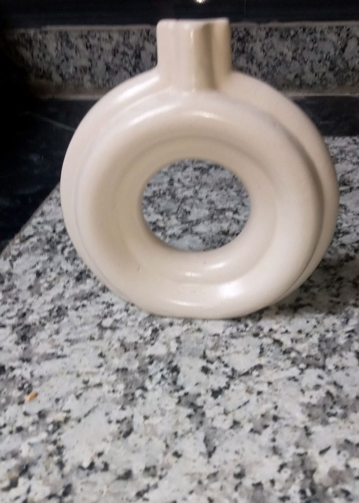 White CLR Designer Donut Vase