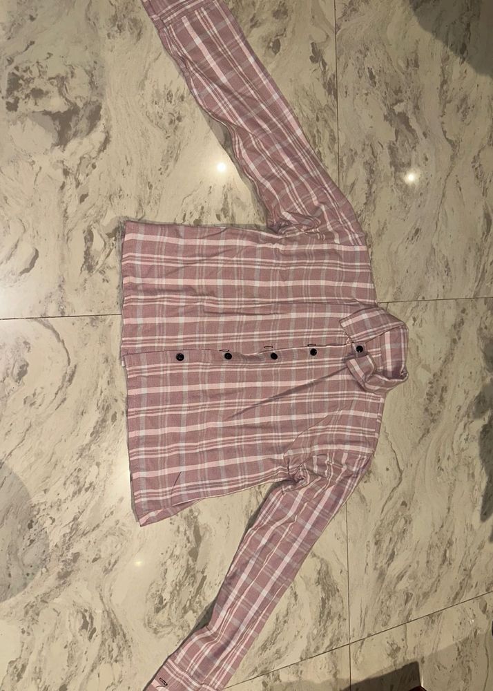 Pink Plaid Long Sleeve Shirt