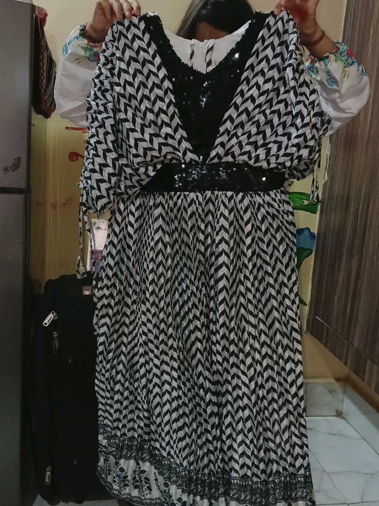 Party Wear Black White Dress
