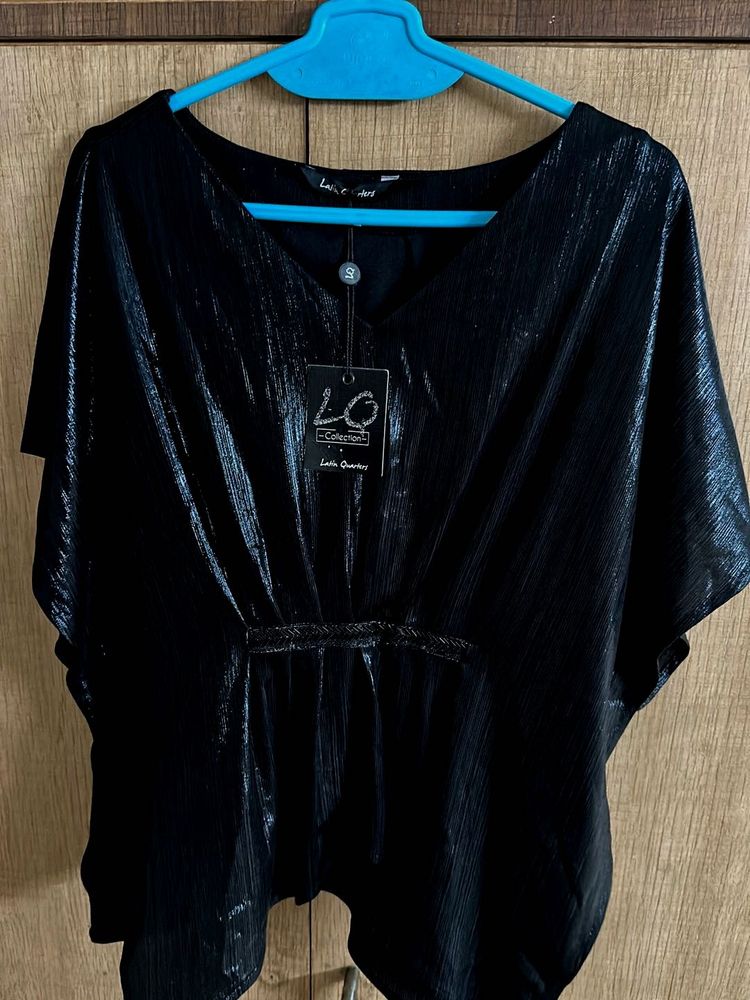 Sparkling Black Batwing Top