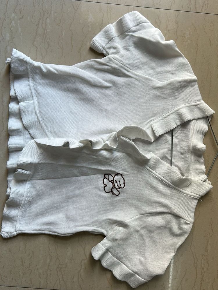 Cute White Embroidered Top