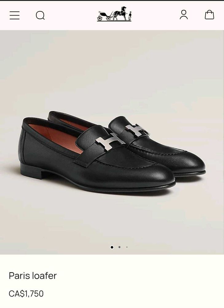 Authentic Hermes Black Leather Loafers with H Buck